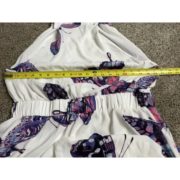 New! New York & Company Multi Color Butterfly Dress White Purple Size XL - Picture 8 of 8